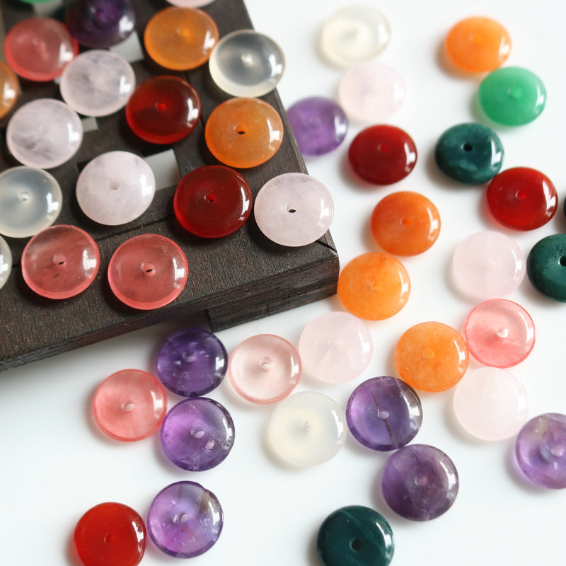 12MM NATURAL CRYSTAL AGATE MINI PING AN BUCKLE RED AVENTURINE RING SEPTUM LOOSE BEAD PENDANT PENDANT DIY ACCESSORIES