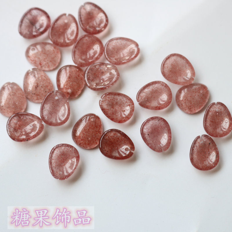 NATURAL STRAWBERRY CRYSTAL SMALL ROUND PLUM RED STRAWBERRY CRYSTAL PETALS ANTIQUE STYLE HAIR ORNAMENT HEADWEAR MATERIAL HANDMADE DIY HAIRPIN ACCESSORIES