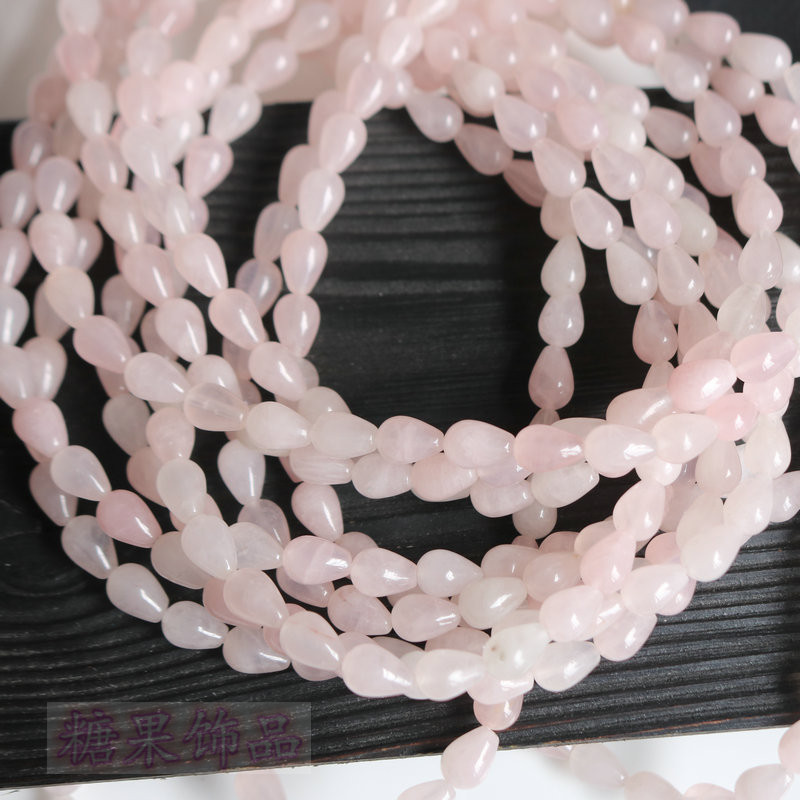 NATURAL PINK CRYSTAL STRAIGHT HOLE ROUND WATER DROP THREE BEADS HAIRPIN HOSTA FLOWER STEP SHAKE HANDMADE MATERIALS DIY JEWELRY ACCESSORIES