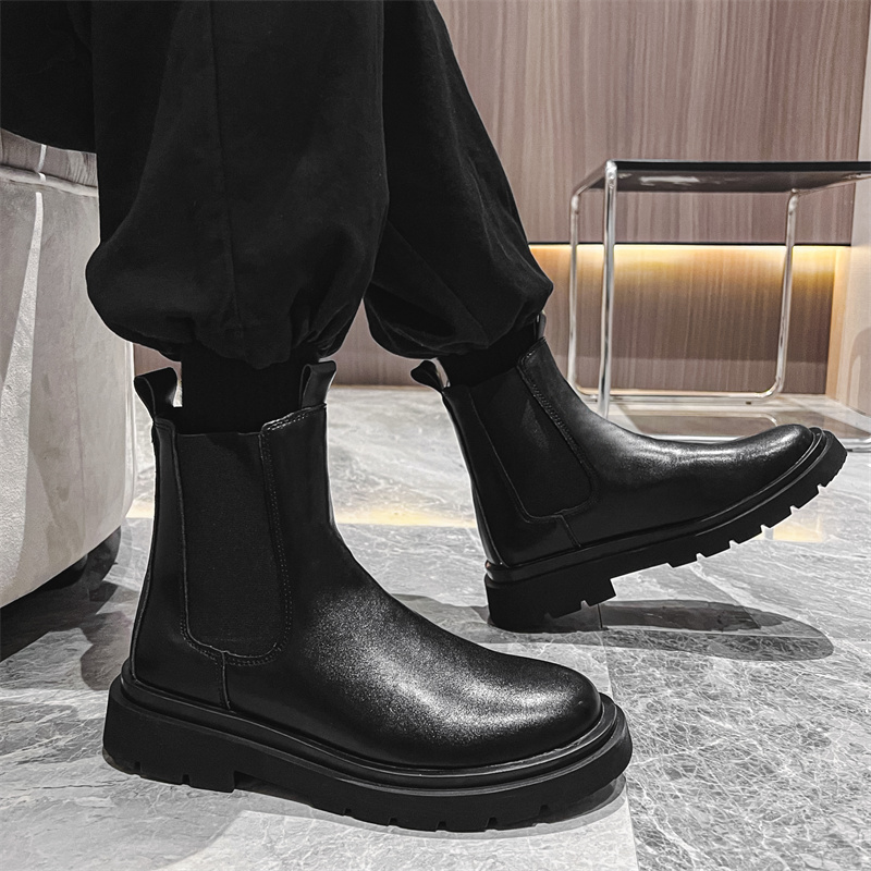 CHELSEA BOOTS MENS WINTER HIGH-TOP CHIMNEY TIDE BRAND HUIZHOU MARTIN CARGO WEAR VELVET WARM COTTON SHOES SNOW BOOTS LEATHER BOOTS