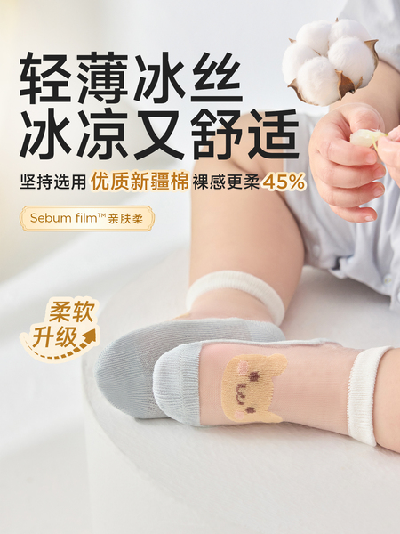 尼多熊儿童袜子夏季超薄款棉袜宝宝袜水晶袜冰丝袜男女网眼婴儿袜 — 2