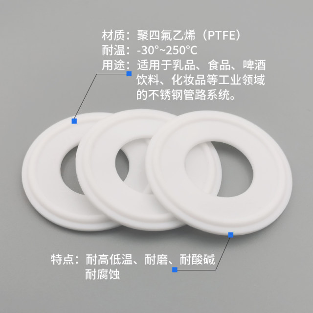Stainless steel silicone quick loading gasket chuck tetrafluoro sealing joint PTFE gasket fluoro glue quick loading clamp sealing gasket