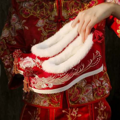 Обувь, ханьфу, флисовые высокие универсальные демисезонные туфли