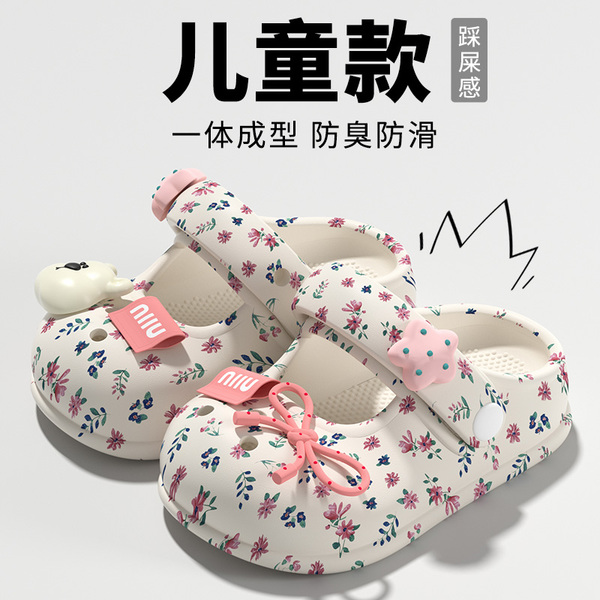 2026新款儿童沙滩凉鞋玛丽珍洞洞鞋女童夏季碎花蝴蝶结女孩公主鞋 — 3