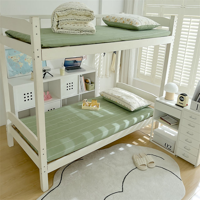 College student dormitory bedding three-piece set 100 pure cotton quilt cover bed sheet dormitory bunk top and bottom single 0.9 meters bed