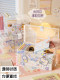 Cute hand-held art tool box portable lid transparent plastic student dormitory desktop stationery card storage box