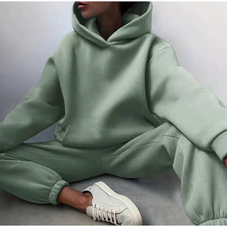 ЖЕНЩИНЫ надпись SweatshiRT Hooded TROUSERS TWO-PIECE SET