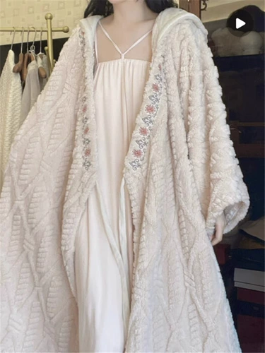 Зимняя пижама для влюбленных, коралловый бархатный утепленный банный халат, мужской длинный плащ