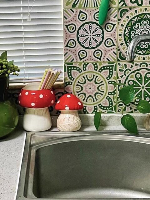 Mushroom knife and chopsticks storage rack high-end ceramic chopsticks chopstick cage makeup brush storage box