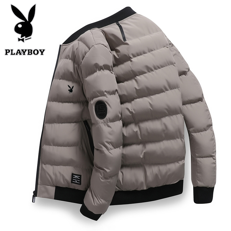 PLAYBOY DOWN JACKET MENS JACKET 2021 NEW AUTUMN WINTER TREND THICKENED COTTON CLOTHES WINTER CLOTHES HOODED