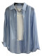 Blue sun protection silk shirt for women long-sleeved summer new loose back slit design thin top jacket