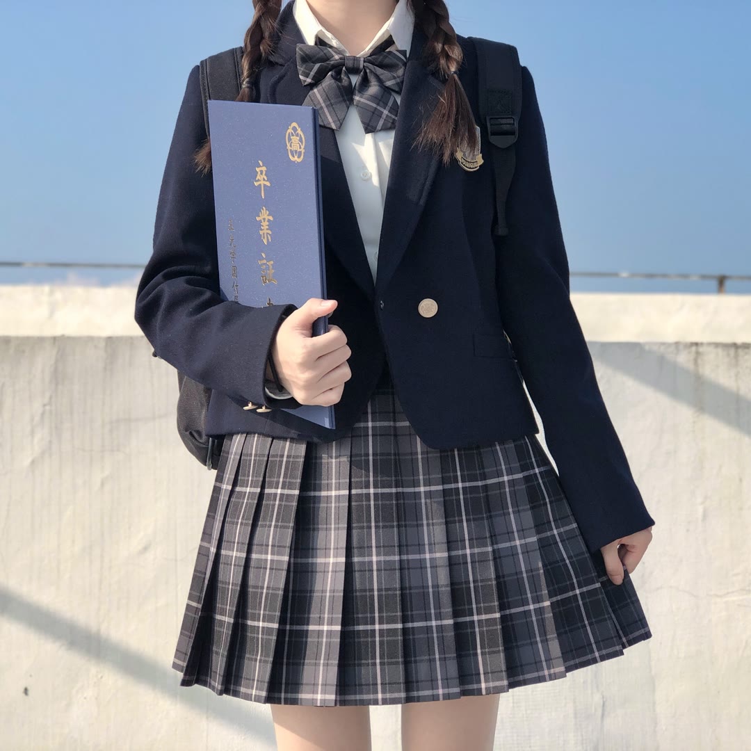 JK UNIFORM AUTUMN WINTER SUIT DARK GREEN BLAZER FOREST LETTER HIGH WAIST COLLEGE STYLE SKIRT ORIGINAL SUIT WOMEN