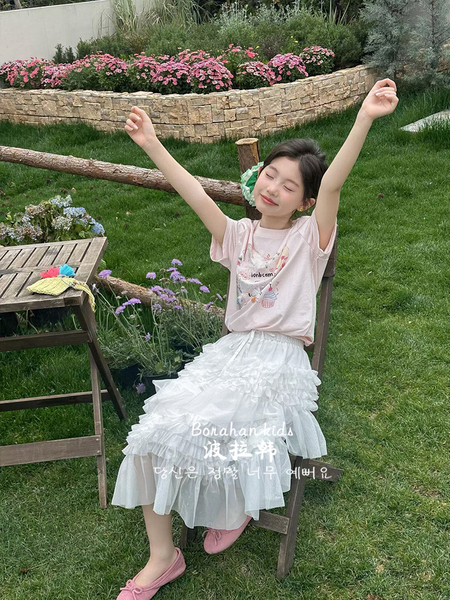波拉韩女童甜美T恤女孩夏装蕾丝短袖2026新款女大童纯棉半袖衣服 — 5