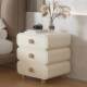 Cream Solid Wood Bedside Table Bedroom Simple Modern Leather Bedside Cabinet Three-Pump Three-Level Storage Cabinet Storage
