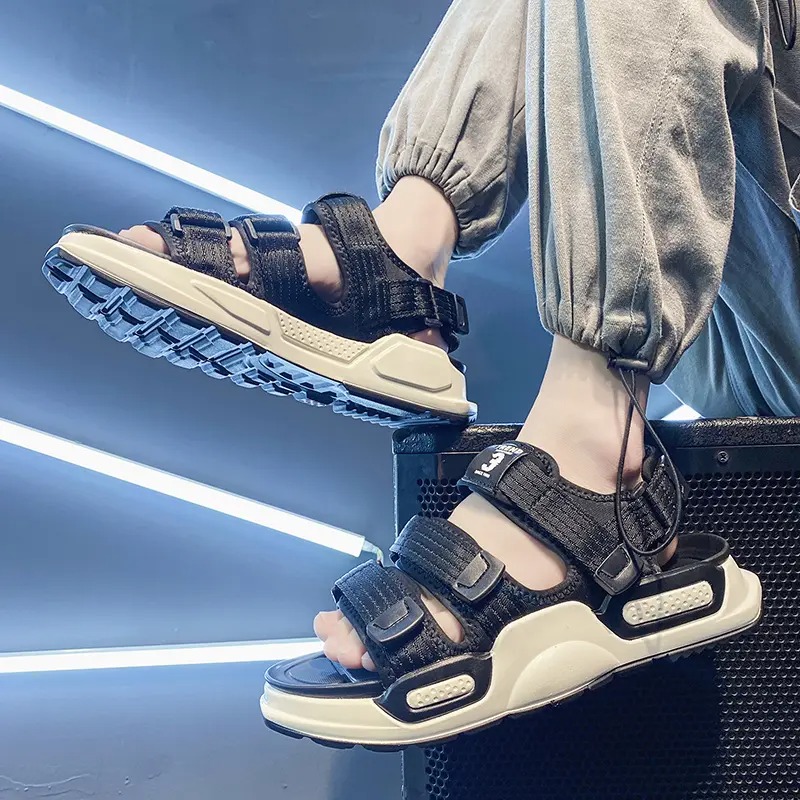 2024 NEW SUMMER WEAR INS TIDE SLIPPERS MENS NET RED SANDALS BEACH OUTDOOR SPORTS THICK-SOLED SANDALS