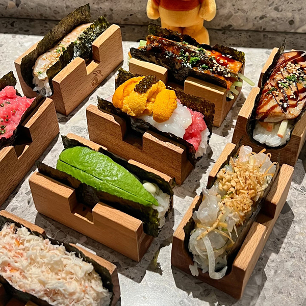日式寿司架手握U形架木托海胆架taco卷托盘西餐木碟寿司托U形木制