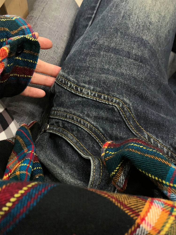 AMERICAN RETRO HIGH STREET MICRO FLARED JEANS WOMENS SPRING AND AUTUMN DESIGN SENSE NICHE HIGH-WAISTED STRAIGHT WIDE-LEG PANTS AUTUMN AND WINTER