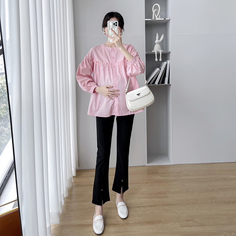 PREGNANT WOMEN SPRING SUITS LONG-SLEEVED SHIRTS FASHIONABLE TEMPERAMENT SPRING TOPS LOOSE BELLY COVERING CASUAL SPRING AND AUTUMN TWO-PIECE SETS