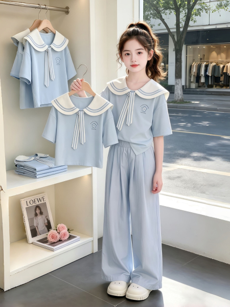 女童夏套装2026新款儿童洋气夏装短袖T恤女孩夏季时髦休闲两件套