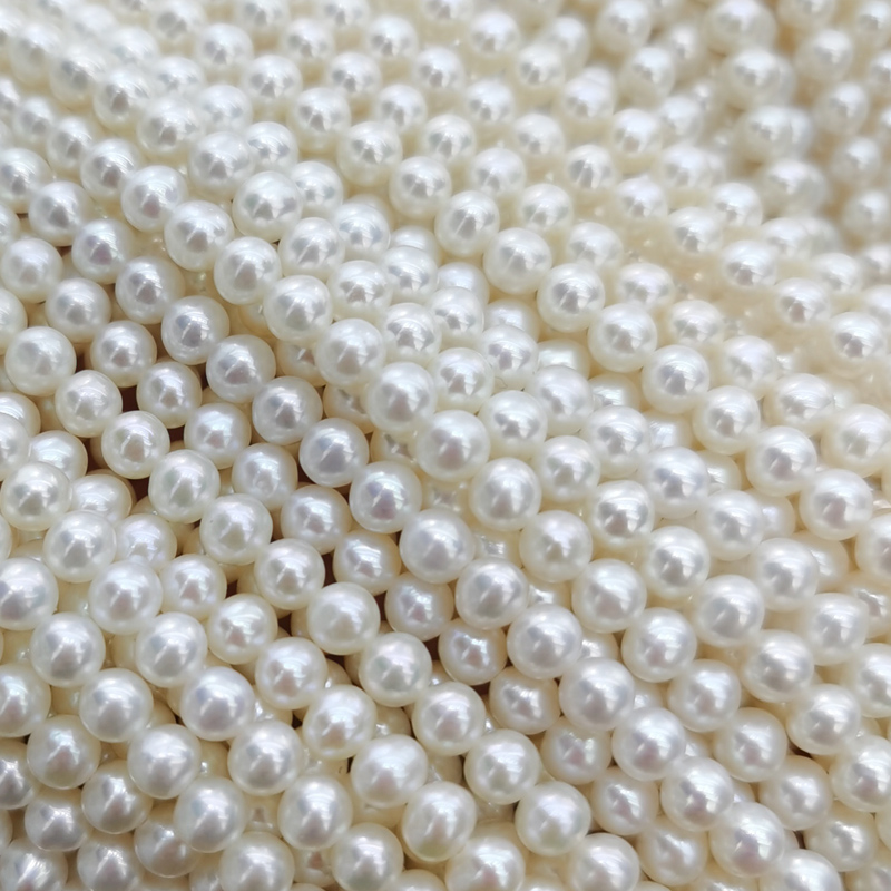 QUSHE JEWELRY 4-5MM 라운드 미니 작은 진주 목걸이 반제품 천연 담수 진주 목걸이 루즈 비즈
