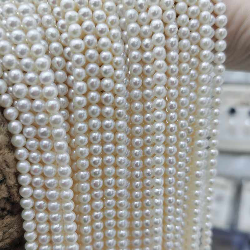 QUSHE JEWELRY 4-5MM 라운드 미니 작은 진주 목걸이 반제품 천연 담수 진주 목걸이 루즈 비즈