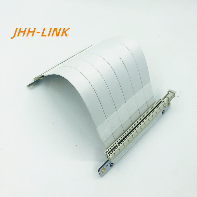 JHH PURE WHITE GRAPHICS CARD EXTENSION CORD PCIE X16 TRANSFER WIRING ITX A4 SSUPD CHASSIS ADAPTER LINE