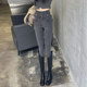 Smoke gray small feet jeans for women 2022 new spring small person high waist elastic tight pencil pants