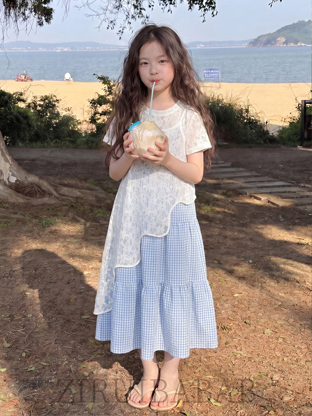 适合女童夏天穿的套装2026新款女孩大童度假风裙子儿童吊带连衣裙 — 2