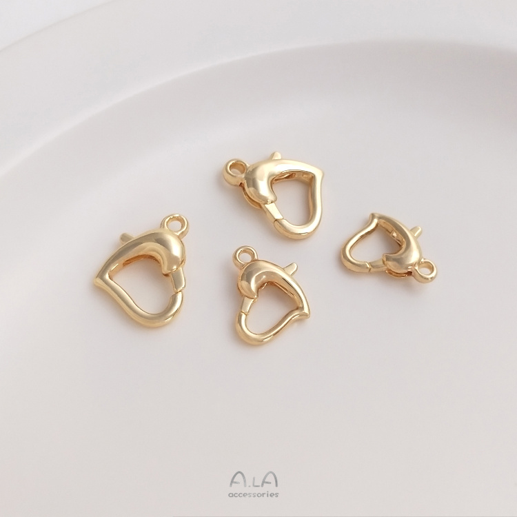 COLOR-PRESERVING 14K GOLD HEART-SHAPED LOBSTER CLASP HANDMADE DIY SPRING CLASP ACCESSORIES BRACELET NECKLACE END BUCKLE JEWELRY MATERIAL