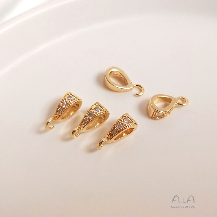 색상 보존 펜던트 가방 14K 리얼 골드 상감 지르콘 멜론 씨앗 버클 수제 DIY 목걸이 교수형 버클 펜던트 버클 쥬얼리 액세서리