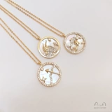 Медные знаки зодиака, ожерелье, подвеска, цирконий, 14 карат, золотой цвет, микроинкрустация, изысканный стиль