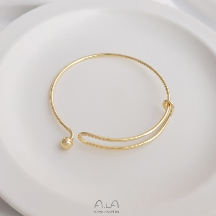 COLOR-RETAINING 14K ENVELOPED REAL GOLD OPENABLE BRACELET DIY HAND-WOUND CRYSTAL PEARL BRACELET RING HAND-MADE JEWELRY ACCESSORIES