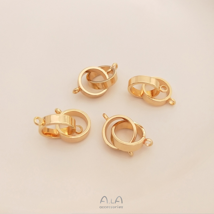 14K 골드 채워진 색상 보호 더블 링 유니버설 버클 매달려 링 진주 목걸이 연결 버클 DIY 체인 쥬얼리 마무리 액세서리