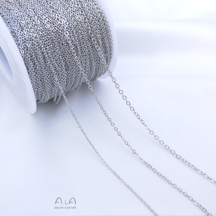 색상 보존 구리 체인 백금 도금 플랫 O 체인 얇은 체인 O 자형 체인 목걸이 팔찌 소재 DIY 쥬얼리 루스 체인 액세서리