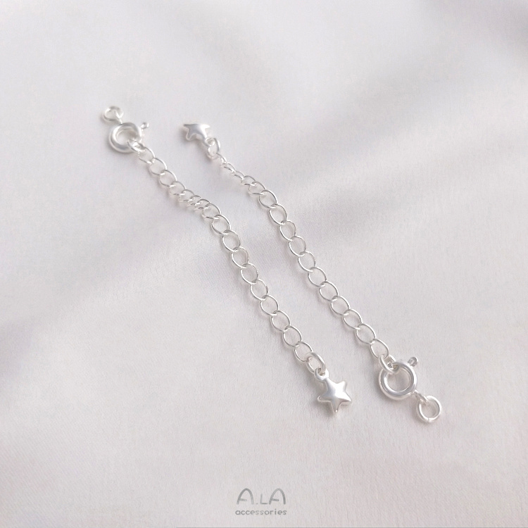 SILVER SPRING BUCKLE TAIL CHAIN COPPER PLATED THICK SILVER COLOR RETENTION EXTENSION CHAIN DIY BRACELET NECKLACE ENDING BUCKLE EXTENSION CHAIN ACCESSORIES