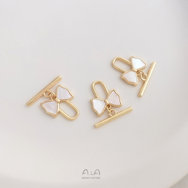 색상 보존 14K 금으로 채워진 천연 자개 활 OT 버클 팔찌 목걸이 진주 보석 연결 버클 액세서리