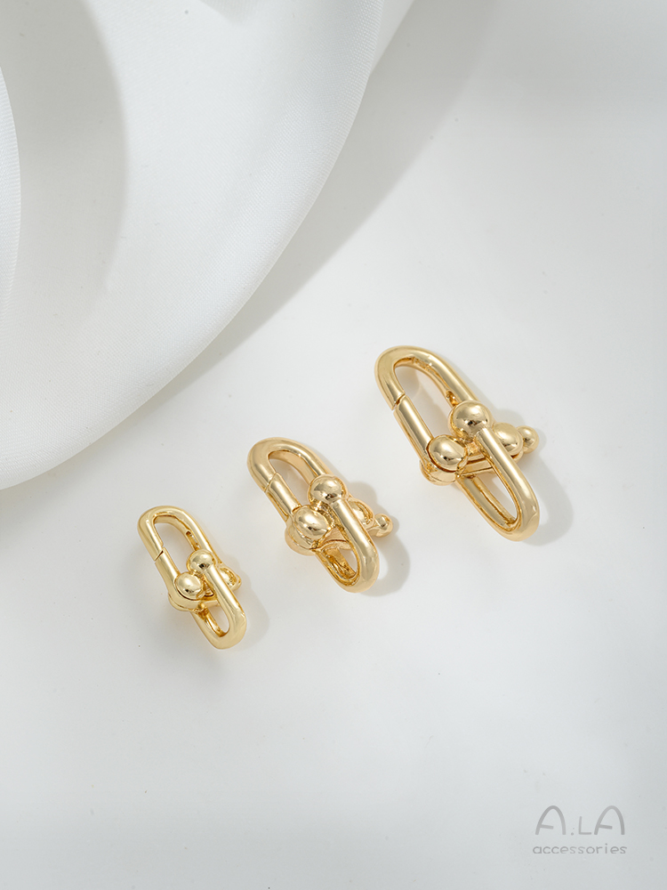 14K GOLD-FILLED COLOR-RETAINING U-SHAPED SPRING BUCKLE ACCESSORIES DIY BRACELET NECKLACE U-SHAPED CHAIN CLOSURE CONNECTING CLASP EARRING CHARM