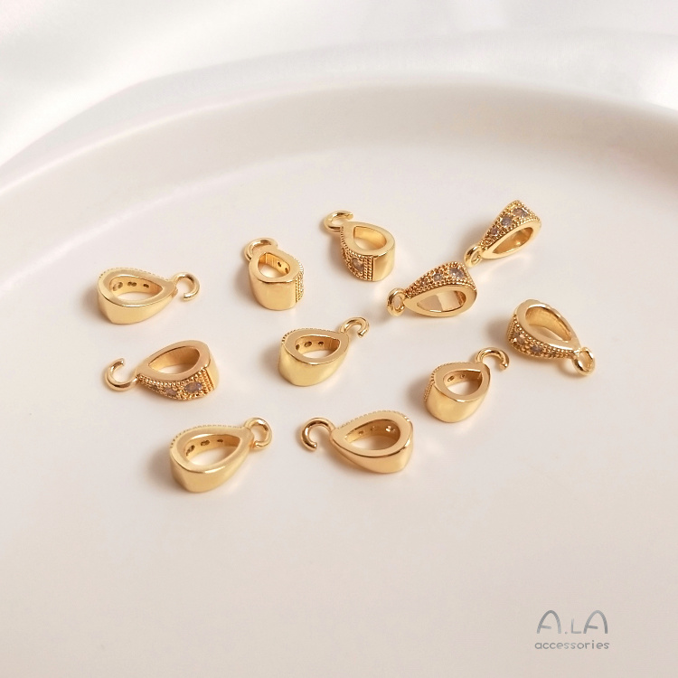 색상 보존 펜던트 가방 14K 리얼 골드 상감 지르콘 멜론 씨앗 버클 수제 DIY 목걸이 교수형 버클 펜던트 버클 쥬얼리 액세서리