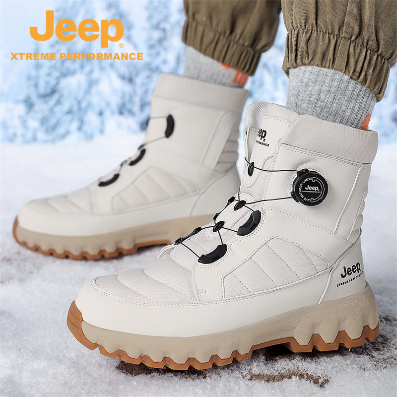 JEEP MENS SHOES AUTUMN AND WINTER MENS TIDE NORTHEAST SNOW BOOTS VELVET THICKENED WARM THICK-SOLED NON-SLIP FEMALE COUPLE COTTON SHOES