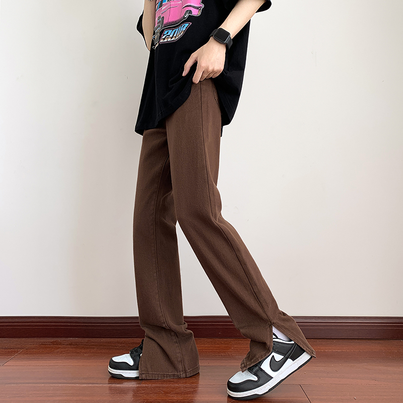 HIGH STREET VIBE AMERICAN PANT OVERSIZE DESIGN SENSE LEG SPLIT SLIGHTLY FLARED PANT LOOSE STRAIGHT LEG PANTS