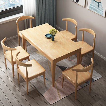 Scandinavian rectangular modern highchair for home use from natural wood, Nordic style