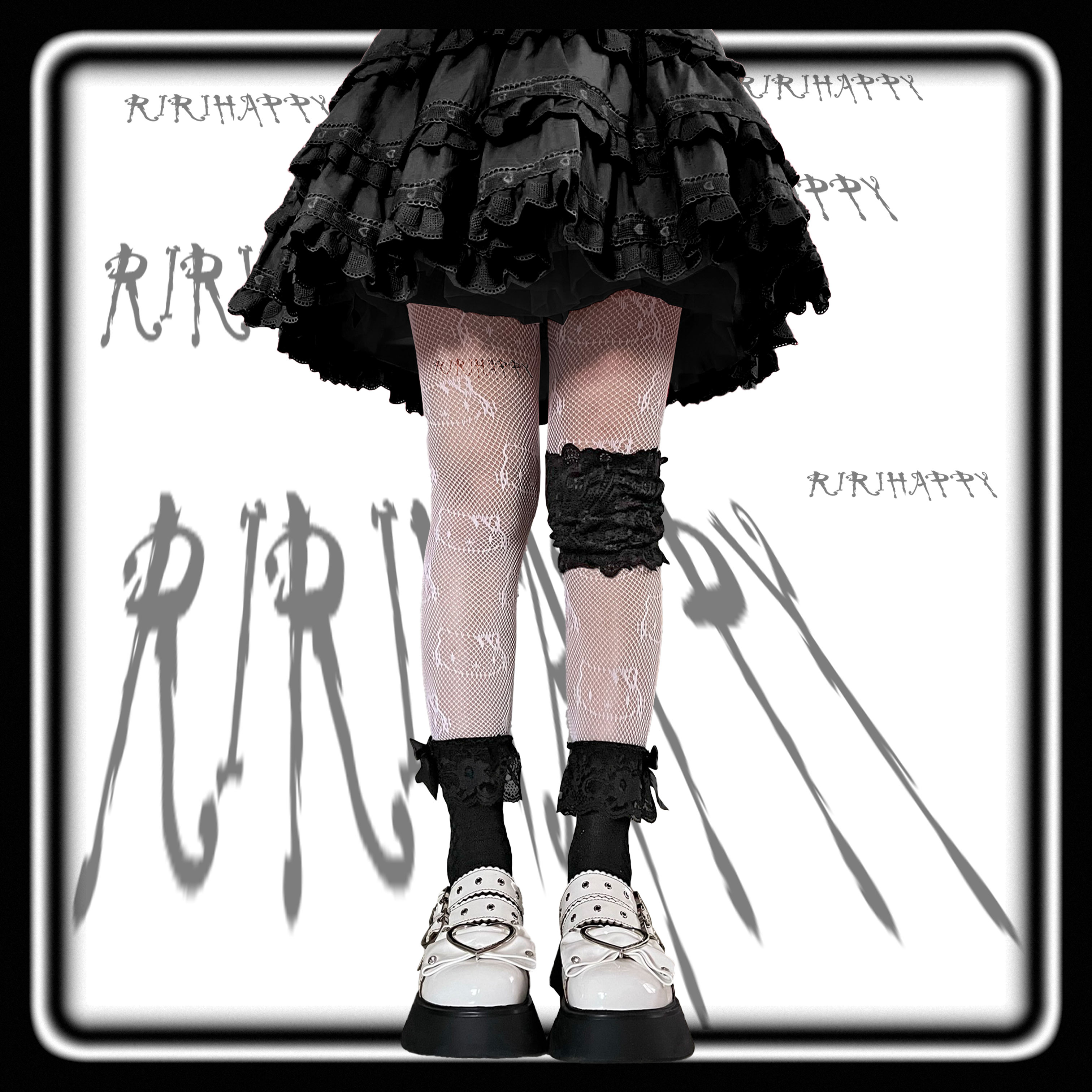 RIRIHAPPY DARK LACE LOLITA SHORT SLEEVES GOTHIC LEG COVERS