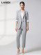 LANDI light gray wool small feet suit pants for women in spring 2023 new slim fit slim nine-point pants