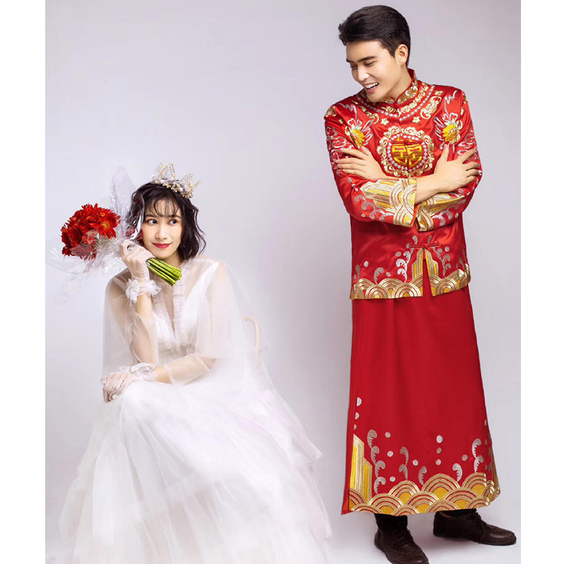 XIUHE COSTUME MENS 2023 NEW CHINESE GROOM COSTUME PLUS SIZE TANG COSTUME ANCIENT COSTUME WEDDING DRESS MENS DRAGON AND PHOENIX JACKET MENS SUMMER