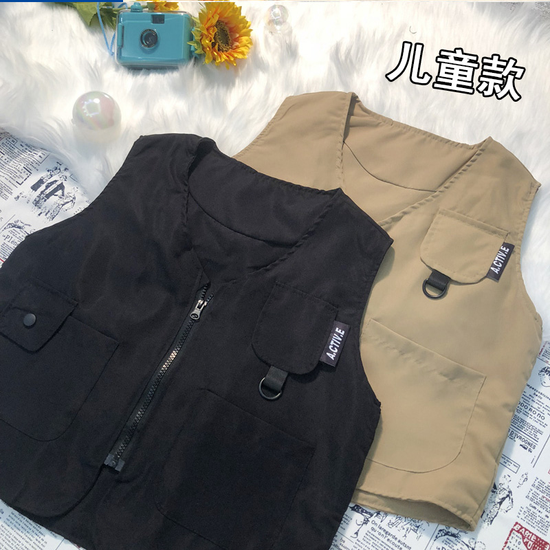 CUSTOM CHILDRENS VEST MULTI-POCKET TACTICAL COAT MEDIUM AND LARGE CHILDRENS WORKWEAR PRINTED STREET DANCE HIP-HOP VEST PRINTED LO