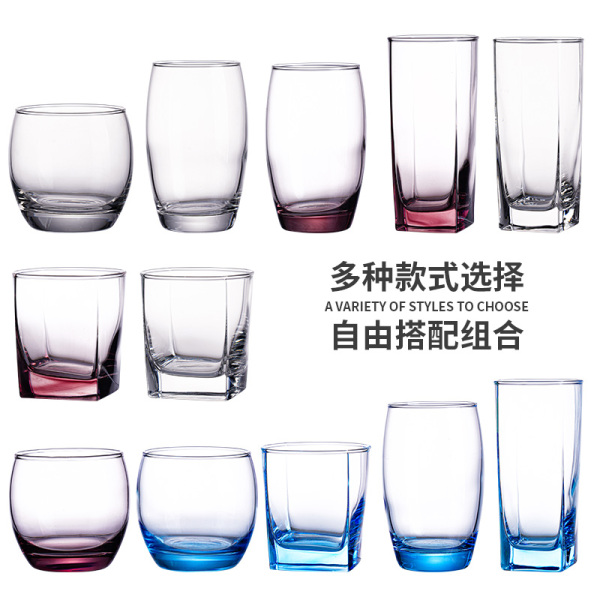 乐美雅玻璃杯家用耐热水杯创意简约餐厅果汁杯商用欧式酒店杯子