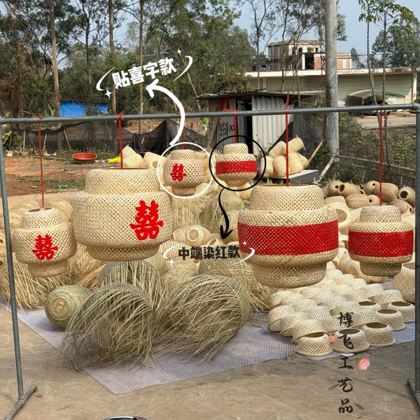 中国风灯饰火锅餐饮吊灯竹编灯笼婚庆场景布置拍摄背景道具DIY