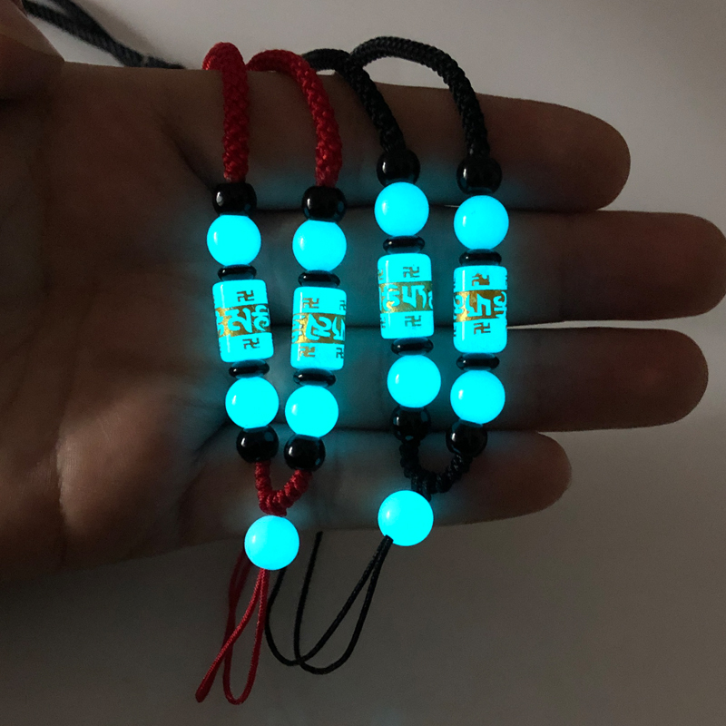 LUMINOUS STONE HAND-WOVEN PENDANT LANYARD GOLD JADE FEMALE JADE PENDANT LUMINOUS NECKLACE ROPE HANGING NECK NECK ROPE MALE