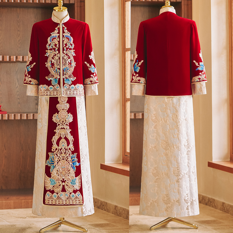 PLUS SIZE MENS XIUHE CLOTHES MENS GROOM CHINESE WEDDING DRESS TOAST DRESS TANG COSTUME DRAGON AND PHOENIX GOWN FAT AND AUTUMN