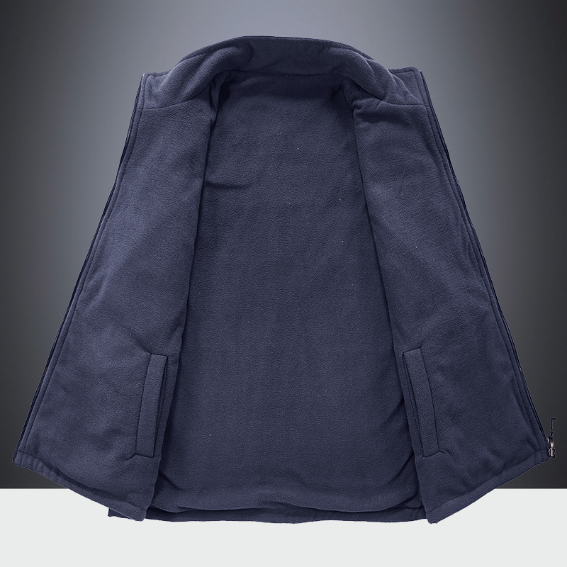 2023 WINTER NEW VELVET THICKENED FLEECE LAPEL OVERALLS VEST COLD AND WARM MULTI-POCKET VEST MENS TIDE